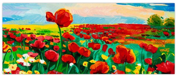 Tablou - Câmp cu maci (120x50 cm)