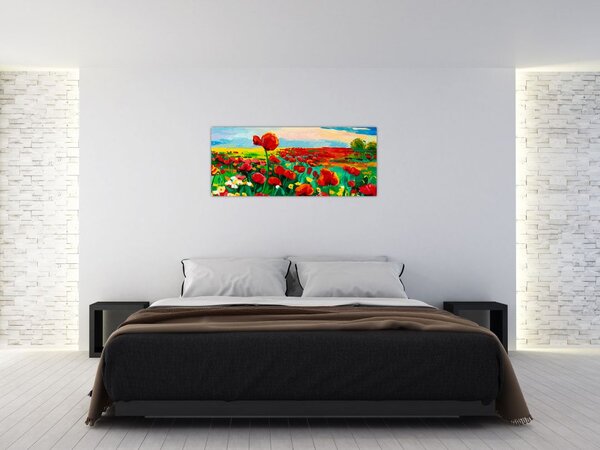 Tablou - Câmp cu maci (120x50 cm)