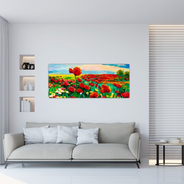 Tablou - Câmp cu maci (120x50 cm)