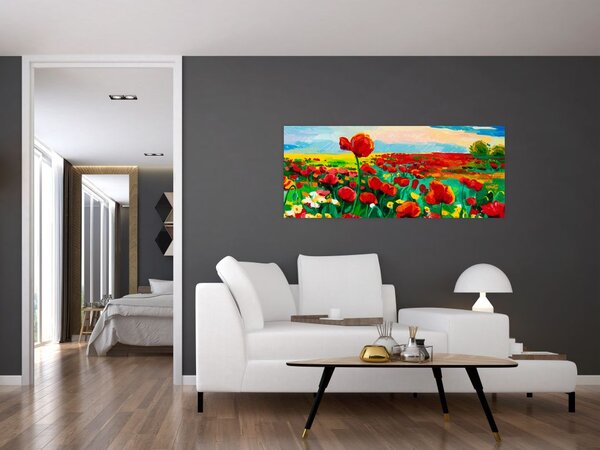 Tablou - Câmp cu maci (120x50 cm)