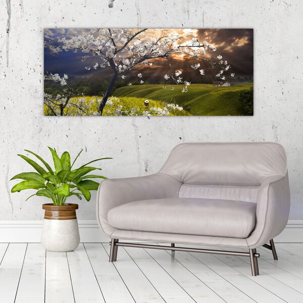 Tablou - Peisaj cu pomul înflorit (120x50 cm)