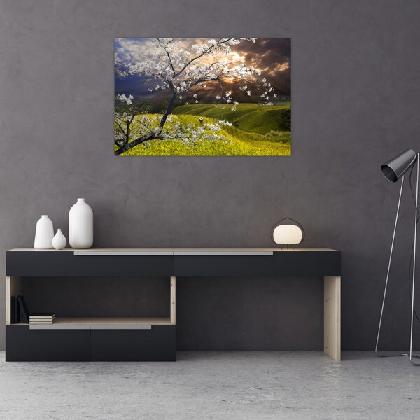 Tablou - Peisaj cu pomul înflorit (90x60 cm)