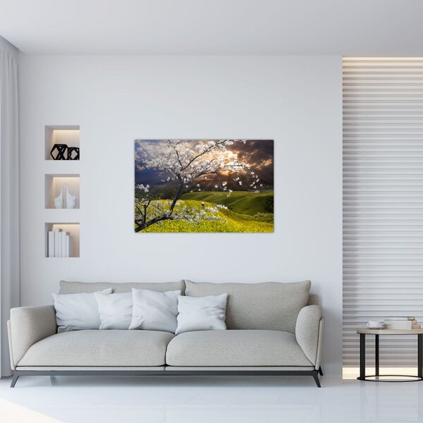 Tablou - Peisaj cu pomul înflorit (90x60 cm)