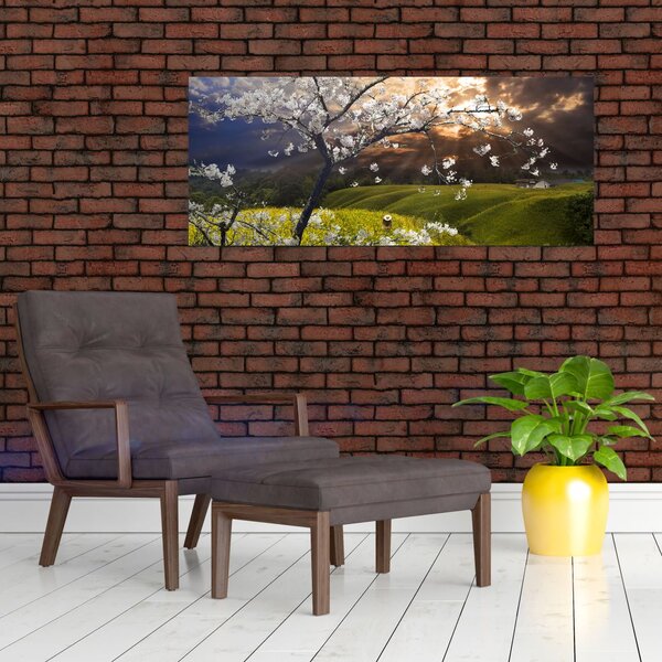 Tablou - Peisaj cu pomul înflorit (120x50 cm)
