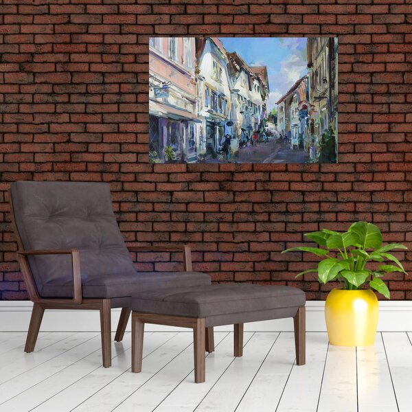 Tablou - Strada orașului vechi, pictură acrilică (90x60 cm)