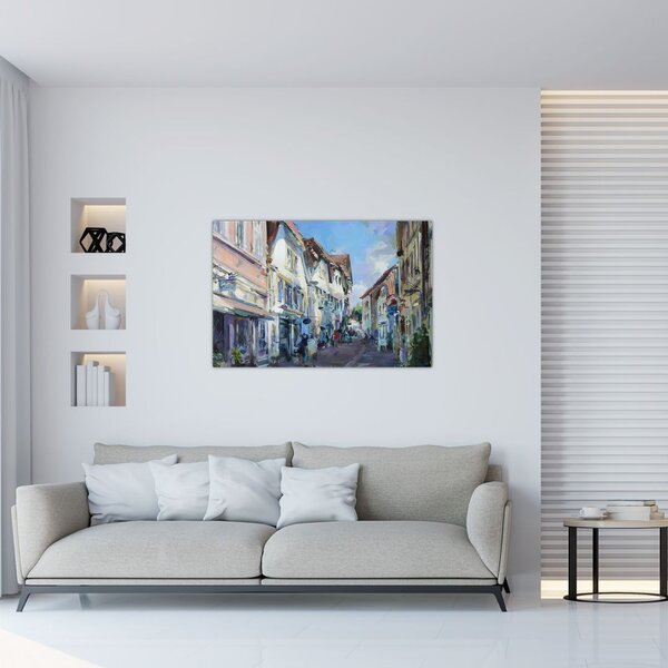 Tablou - Strada orașului vechi, pictură acrilică (90x60 cm)