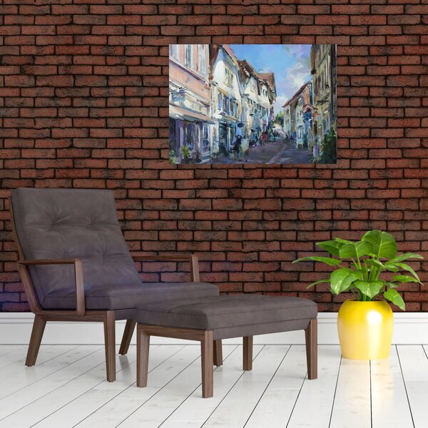 Tablou - Strada orașului vechi, pictură acrilică (70x50 cm)
