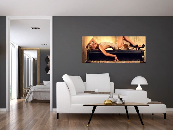 Tablou - Femeia și pian (120x50 cm)