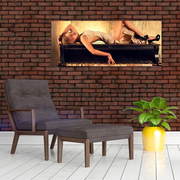 Tablou - Femeia și pian (120x50 cm)