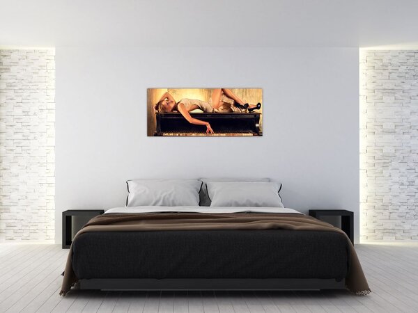 Tablou - Femeia și pian (120x50 cm)