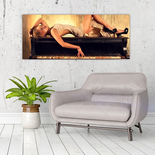Tablou - Femeia și pian (120x50 cm)