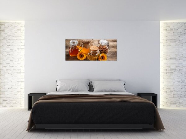 Tablou - Natura morta cu borcane de miere (120x50 cm)