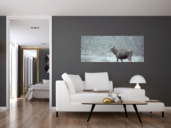 Tablou - Elan într-o pădure înzăpezită (120x50 cm)