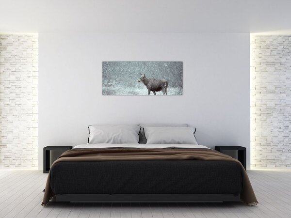 Tablou - Elan într-o pădure înzăpezită (120x50 cm)