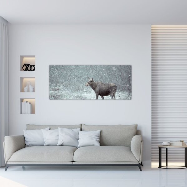 Tablou - Elan într-o pădure înzăpezită (120x50 cm)