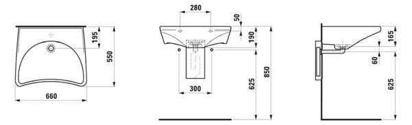 Roca Access Dostępna Łazienka lavoar 66x55 cm clasică pentru persoane cu dizabilități alb luciu A32723500P