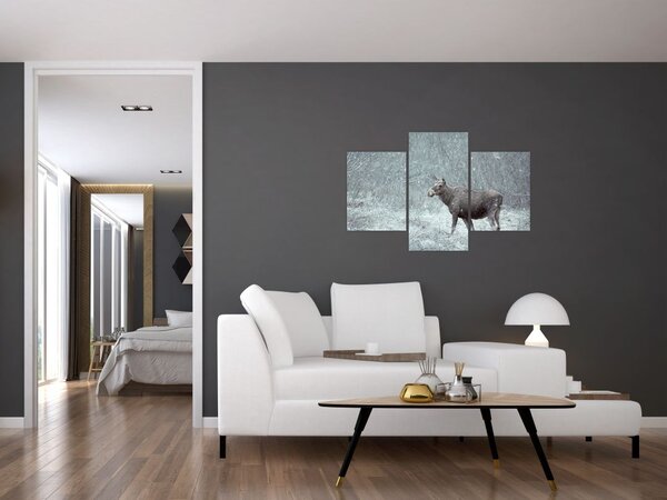 Tablou - Elan într-o pădure înzăpezită (90x60 cm)