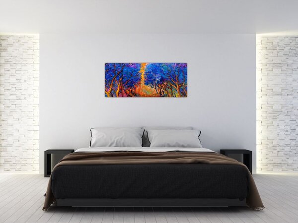 Tablou - Coroane de copac de toamnă, impresionism modern (120x50 cm)
