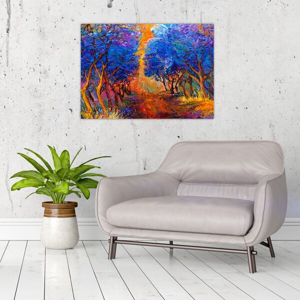 Tablou - Coroane de copac de toamnă, impresionism modern (70x50 cm)
