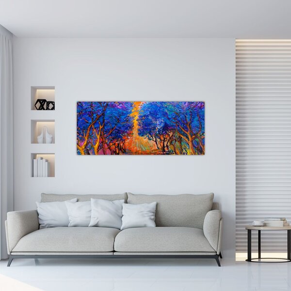 Tablou - Coroane de copac de toamnă, impresionism modern (120x50 cm)