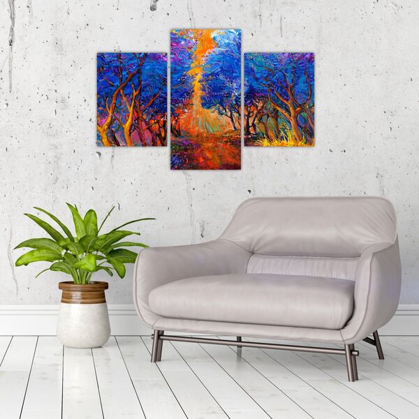 Tablou - Coroane de copac de toamnă, impresionism modern (90x60 cm)