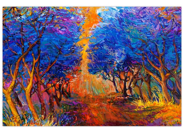 Tablou - Coroane de copac de toamnă, impresionism modern (90x60 cm)