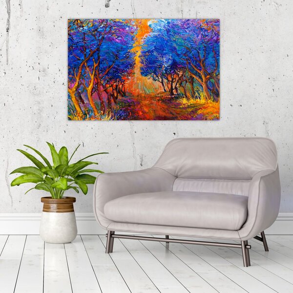 Tablou - Coroane de copac de toamnă, impresionism modern (90x60 cm)