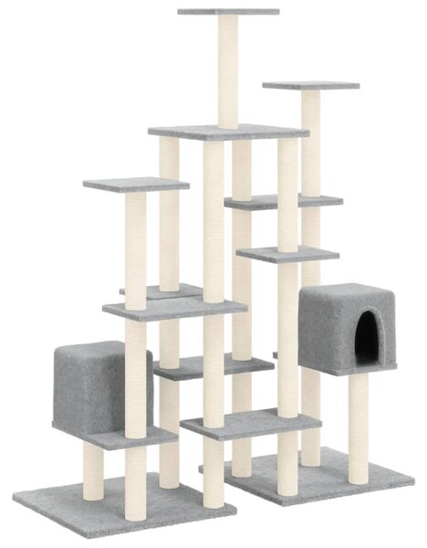 Ansamblu pisici, stâlpi din funie sisal, gri deschis, 145 cm