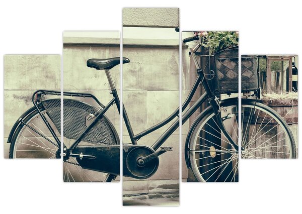 Tablou - Bicicleta de epocă cu flori (150x105 cm)