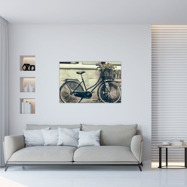 Tablou - Bicicleta de epocă cu flori (90x60 cm)