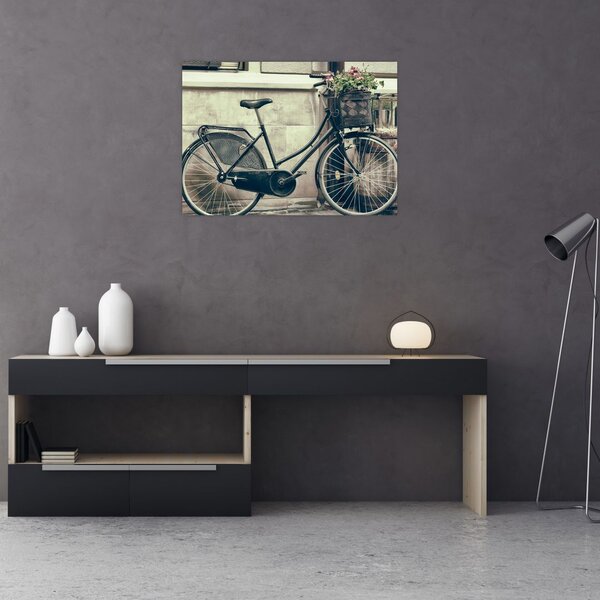 Tablou - Bicicleta de epocă cu flori (70x50 cm)