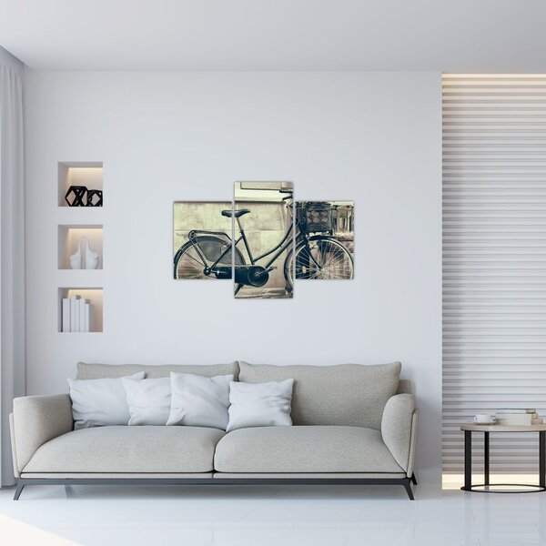 Tablou - Bicicleta de epocă cu flori (90x60 cm)