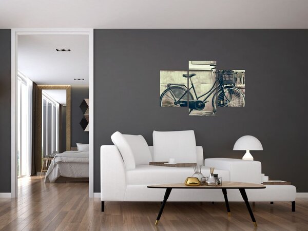 Tablou - Bicicleta de epocă cu flori (90x60 cm)