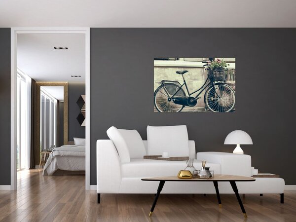 Tablou - Bicicleta de epocă cu flori (90x60 cm)