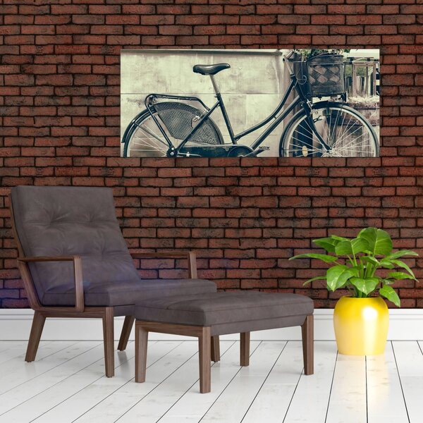 Tablou - Bicicleta de epocă cu flori (120x50 cm)