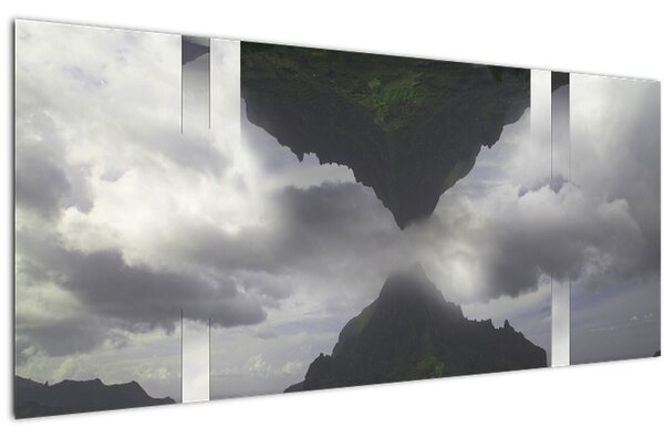 Tablou - Munții din Islanda, colaj geometric (120x50 cm)