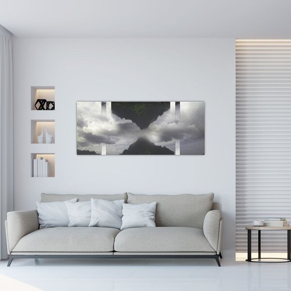 Tablou - Munții din Islanda, colaj geometric (120x50 cm)