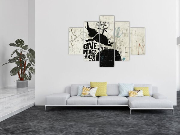 Tablou - Elefant deasupra solului (150x105 cm)