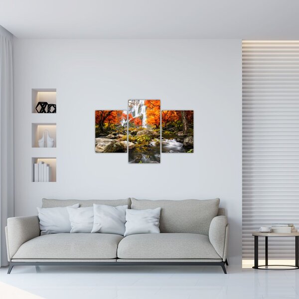 Tablou - Cascade în pădurea portocalie (90x60 cm)
