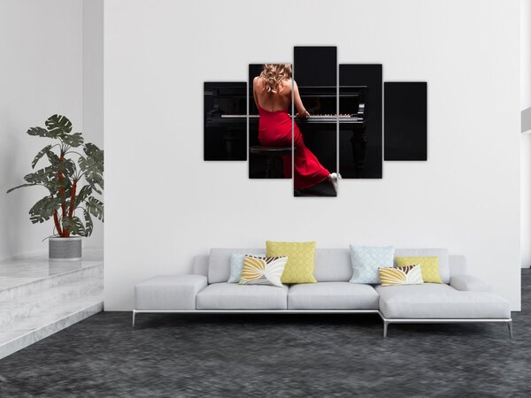 Tablou - Femeia cântând la pian (150x105 cm)