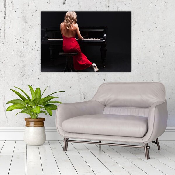 Tablou - Femeia cântând la pian (90x60 cm)