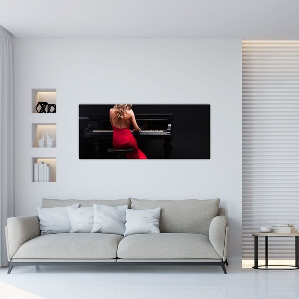 Tablou - Femeia cântând la pian (120x50 cm)