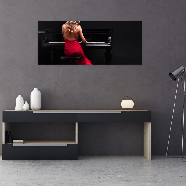 Tablou - Femeia cântând la pian (120x50 cm)