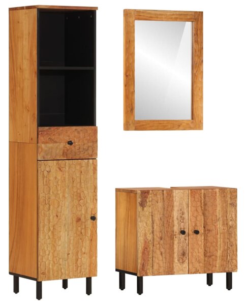 Set dulapuri de baie, 3 piese, lemn masiv de acacia