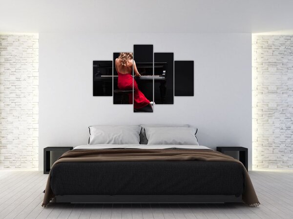 Tablou - Femeia cântând la pian (150x105 cm)
