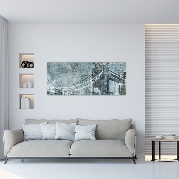 Tablou - Tower Bridge în tonuri reci (120x50 cm)