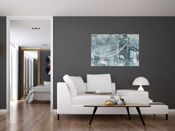 Tablou - Tower Bridge în tonuri reci (90x60 cm)