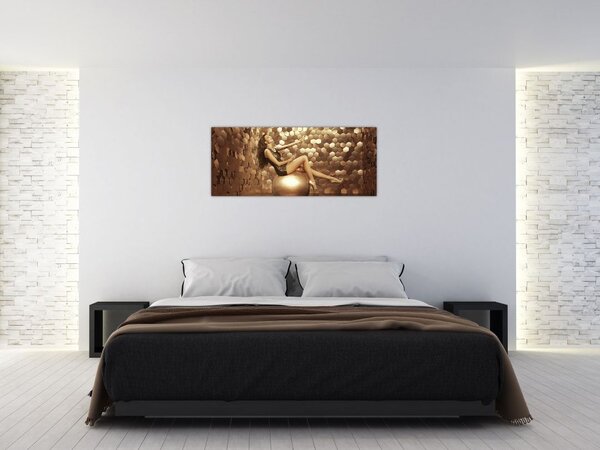 Tablou - Femeia în încăperea de aur (120x50 cm)