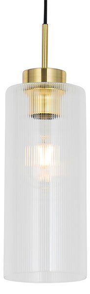 Lampă suspendată Art Deco aurie cu sticlă - Laura