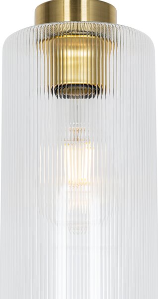 Lampă suspendată Art Deco aurie cu sticlă - Laura